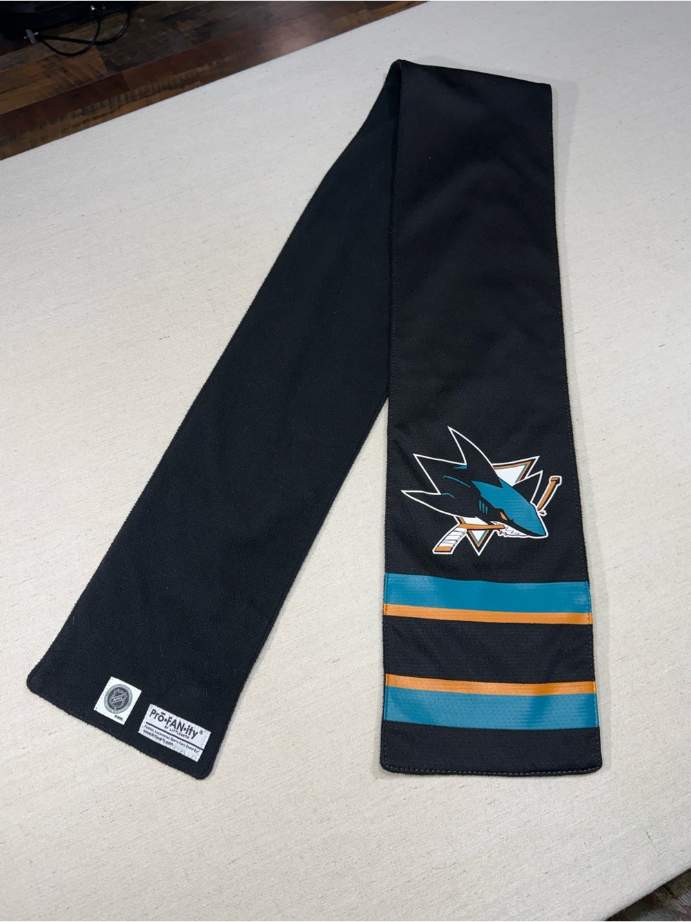 San Jose Sharks NHL Scarf with Logo - Black, Teal & Orange